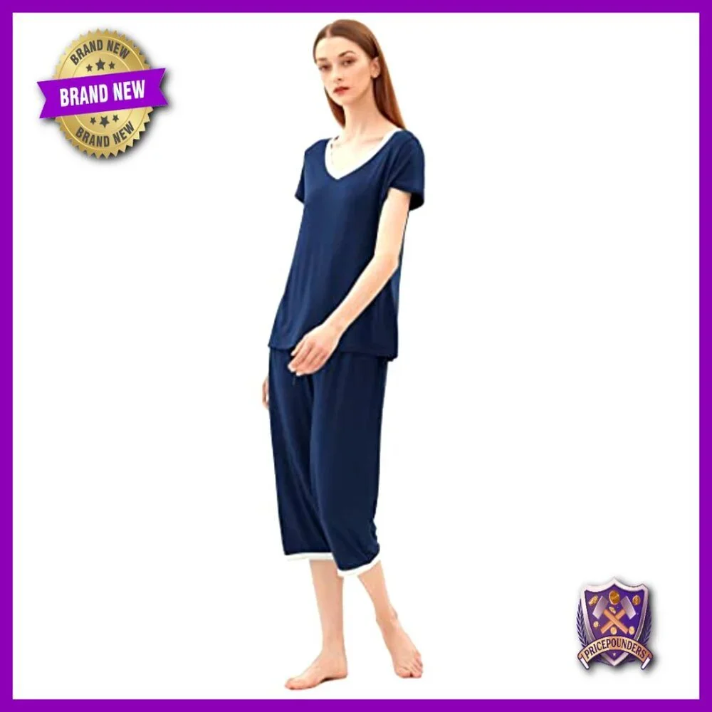 Lightweight Bamboo Viscose Pajama Set for Night Sweats, Moisture Wicking, Size